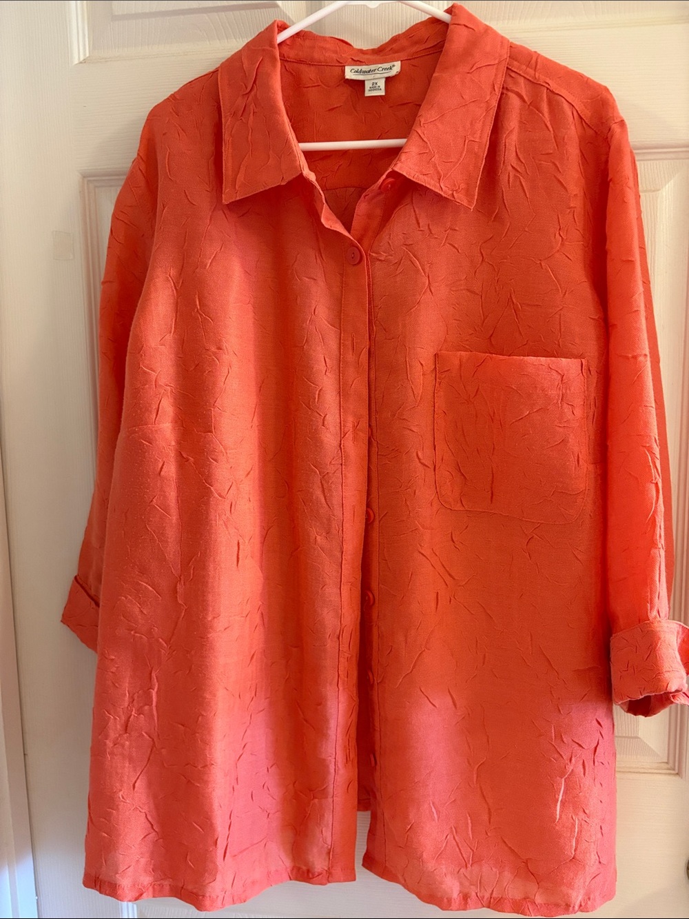 Coldwater Creek Coral-Orange Button Front Shirt